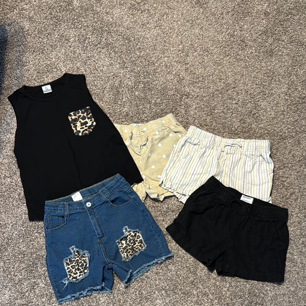 10/12 Stylish linen shorts and Leopard Tank Top Set